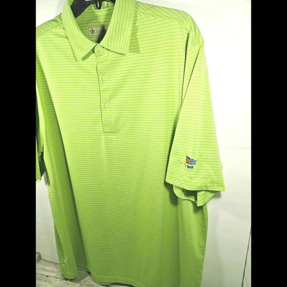 Donald Ross Golf Polo Men's Size Large Green Striped Shirt H.G.C. 1899 Club - Picture 3 of 6